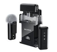 BILIWAL Wireless Lavalier Microphone for iPhone/Android/Laptop with Magnetic Wind Muff/Patch/Clip, Mini Mic with Noise Reduction, 35 H Battery Life via Charging Case, Lightning/USB-C/USB A Plug&Play