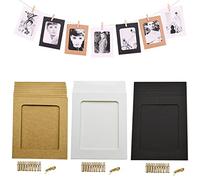 Bilkeru 30 PCS Paper Picture Frames Holds 4 x 6 Inch Photos Cardboard Picture Frame with Wood Clips and Jute Twine for Home, Office,School Wall Decor Hanging Display (3 Colors)