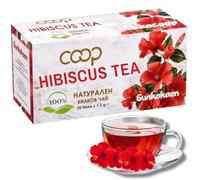 BilkoCoop Hibiscus Tea Bags - Caffeine-Free Herbal Tea, Natural Hibiscus Flower Tea, Tart & Refreshing Flavor, Antioxidant-Rich, 20 Count