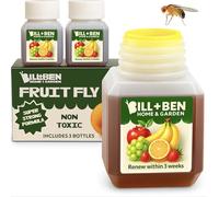 Bill & Ben Fruit Fly Trap 3-Pack - Instantly Attracts, Captures & Kills Fruit Flies - Safe for Children & Pets - Guaranteed 3-Week Indoor Home & Kitchen Protection per Bottle”