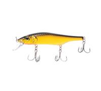 Bill Lewis Scope-Stik 100 Suspending 4'-6' Jerkbait Fishing Lifelike Freshwater & Saltwater Lure with Mustad UltraPoint Triple Grip Hooks, Gold Black/Orange Belly