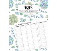 Bill Payment Calendar: Undated monthly bill paying calendar and checklist box easy to track your bill expense and debt every month