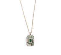Bill Skinner Art Deco Green Necklace White