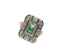 Bill Skinner Art Deco Green Ring White