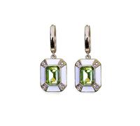 Bill Skinner Sterling Silver Enamel Octagon Cut Drop Earrings Silver