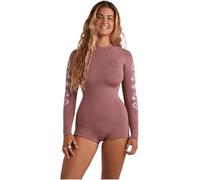 BILLABONG 2025 Womens Spring Fever Natural 2mm Long Sleeve Back Zip Springsuit Wetsuit - Rosewood