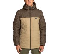 Billabong Mens Surf Checker Padded Full Zip Puffer Jacket Coat - Dark Brown