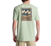 BILLABONG MENS T SHIRT.NEW STAMP GREEN BACKPRINT SHORT SLEEVED CREW TOP TEE S26