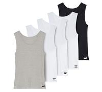 Billabong Mens Undershirts 5 Pack Lightweight Tank Tops for Men Classic Ribbed Cotton, 3 White, 1 Grey, 1 Blk, Large
