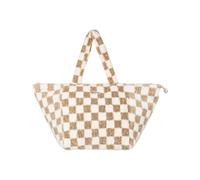 Billabong Womens Dreamaway Sherpa Tote Bag Zip Top Logo Patch Shopping - Khaki