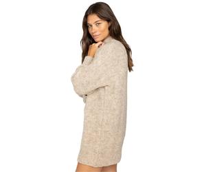 Billabong Womens East Coast Mini Dress Relaxed Blouson Long Sleeve High Rib Neck