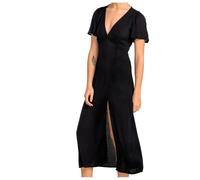 Billabong Jet Set Short Sleeve Long Dress Black S Woman