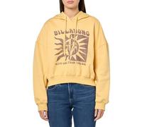 Billabong Women's Logo Cropped Hoodie Fleece Sweatshirt Hooded, Pale Yellow, S