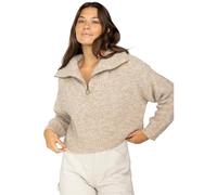 BILLABONG Womens Lost Heaven Half Zip Relaxed Cropped Jumper - Khaki - L