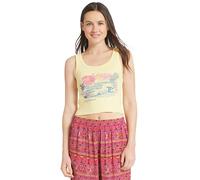 Billabong Women's Regular Fit Premium Soft Cotton Graphic Tank Top, Retro Yellow, L