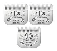 BILLAR® Detachable Pet Dog Grooming Clipper Ceramic Blade Sets,Compatible with Andis Size 10 Cut Length 1/16"(1.5mm),Compatible with andis/Oster A5/Wahl KM10 Series Clippers（3 Pack）