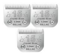 BILLAR® Detachable Pet Dog Grooming Clipper Ceramic Blades,Compatible with Size-15 Cut Length 3/64-Inch(1.2mm),Compatible with andis/Oster A5/Wahl KM10 Series Clippers（3PACK）