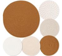 Billbotk Trivets for Hot Pots and Pans, 6 Pieces Boho Rivets for Hot Dishes, Pot Holders for Kitchen, Hot Pads for Countertops, Fall Decorations for Home, 11.8 Inches and 7 Inches