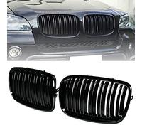 BILLDIO Front Bumper Kidney Grille Grill Glossy Black Compatible with 2007-2014 BMW X5 E70 X6 E71 Dual Slat Double Line