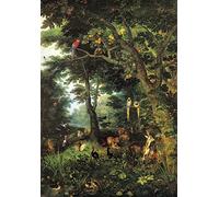 Biller Antik The Paradise Jan Bruegel Garden Eden Parrots Lions Handmade H A3 0539