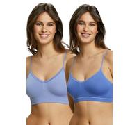 Billet Doux Women's Zen Attitude Full Coverage Bra, Bleu Amparo/Blanc + Bleu Amparo, 40-42 (Pack of 2)