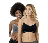 Billet Doux Zen Attitude Women's Striped Everyday Bra,Pack of 2,Black (Black / Black / Grey),36/38 - Pack of 2