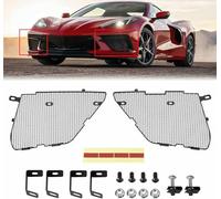 BILLFARO 2Pcs Black Upgraded Front Radiator Guards Grille,Aluminum Front Outer Grill Low Profile Body Bumper Grille Vents Insert Mesh Set for Corvette C8 Stingray Z51 Convertible/HTC 2020-2025