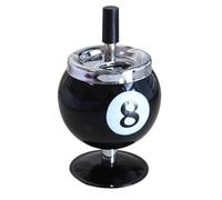 Billiard ashtray, push-type metal ashtray, detachable and easy to clean, with cover to prevent wind, suitable for home desktop decoration(Black8)