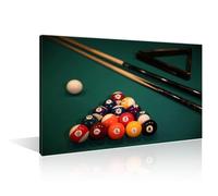 Billiard Ball Entertainment Paintings Wall Art Billiard Balls with Numbers on a Pool Table Pictures Living Room Wall Decor 1 Pieces Sport Contemporary Home Decor Framed Ready to Hang (12"Wx18"H)