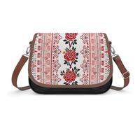 Billiard Crossbody Bags for Women Leather Handbags Travel Purses Shoulder Bags Tote Bag for Daily Use, Ukrainian Embroidery Style Rose, One Size