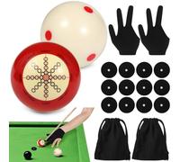 Billiard Cue Balls 2 Pcs, 2-1/4 In Pool Cue Practice Training Set, Pool Table Accessories Kit For Pros Beginners, Carry Bags Included, 3-Finger Gloves, Stickers