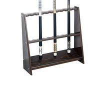 Billiard Cue Rack, Multifunction Wooden 10 Holes Freestanding Pool Cues Racks,Apply to School Home Club Game Room Billiards/Black Wood Grain / 60x18x57cm