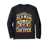 Billiard Never Underestimate an Old Man with A Cue Stick Long Sleeve T-Shirt