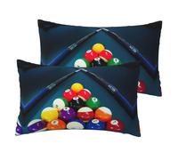 Billiard Printing Imitation Linen Pillow Cases Set Of 2 With Zipper Closure Breathable And Cooling,12x20 Inches
