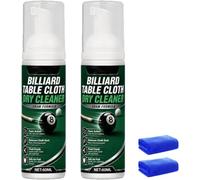 Billiard Table Cloth Dry Cleaner Foam, Billiard Tables Cloth Cleaners, Pool Table Cleaner for Felt, No Water Washing Restores Felt Smoothness, Removes Chalk Dust, 60ml (2Pcs)