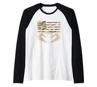 Billiard USA Camo Flag Pool Player Cue Ball Sticks Raglan Baseball Tee