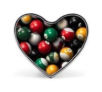 Billiards Ball Print Brooch Pins Heart Badge Collar Lapel Pins Dress Backpack Accessories