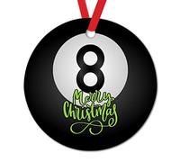 Billiards Eight Ball Christmas Ornaments Ball Sport Lover Xmas Tree Decorations Pool Ball Round Ceramic Ornaments for Xmas Decorations to Friends
