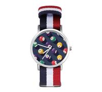 Billiards Flat Icon Quartz Watches Without Scale Wrist Watch with Adjustable Strap for Men Women