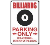 Billiards Parking Only Novelty Sign S252 Retro Metal Tin Sign 8X12 Inches