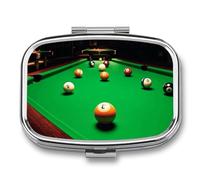 Billiards Pill Box Travel Pill Organizer 2 Compartment Weekly Pill Case with Mirror A Day Medicine Container Medicine Organizer for Purse, Pocket, Or Wallet
