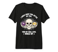 Billiards Skull Pool Snooker Billiard Ball Table Nine-Ball Premium T-Shirt