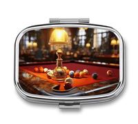 Billiards Travel Pill Organizer A Daily Pill Box for Supplements 2 Compartment Pill Case Convenient for Carrying and Storing Medicines Box