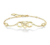 Billie Bijoux 925 Sterling Silver Infinity Bracelet Forever Love” Infinity Heart White Gold Plated Diamond Adjustable Bracelet Best Gift for Women Girls (C-Gold)