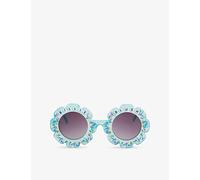 Billie Blush Billie Blush Confetti-Print Flower Sunglasses Blue Elixir 1 Size