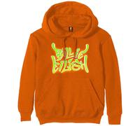 BILLIE EILISH Unisex Pullover Hoodie: Airbrush Flames Blohsh (Back Print) Hooded Sweatshirt, Orange, Medium