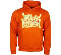 BILLIE EILISH Unisex Pullover Hoodie: Airbrush Flames Blohsh (Back Print) Hooded Sweatshirt, Orange, Medium