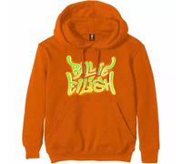 Billie Eilish Unisex Pullover Hoodie. Airbrush Flames BLOHSH (Back Print) Orange (Large)