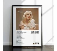 Billie Eilish Album Cover Poster - Don't Smile At Me / Happier Than Ever / Hit Me Hard and Soft - A4 or A3 Poster Print - Unframed or Framed - Music Wall Art (Happier Than E, A3 Framed Black)