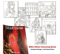 Billie Eilish 'Billie' Colouring Book - Officially Licensed, 20 Design Pages, High-Quality Paper, Full Colour Sleeve